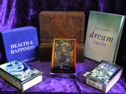 A selection of Tarot Cards and interpretation books